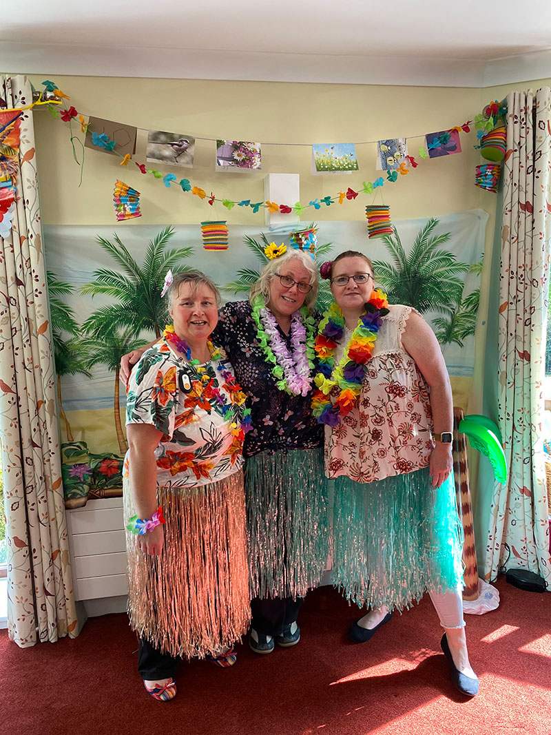 Staff at Cornford House on Tropical Fun Day